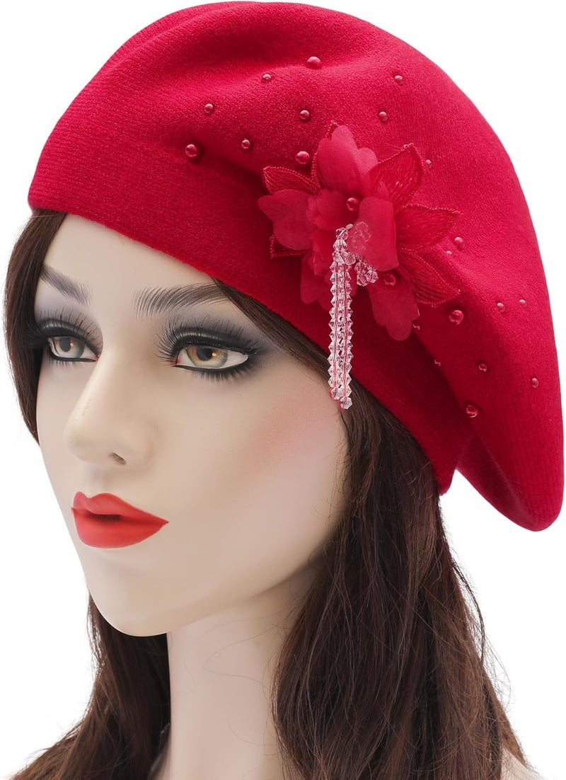 ZLYC Womens French Beret hat, Reversible Solid Color Mosaic Warm Beret Cap for Girls - Image 2